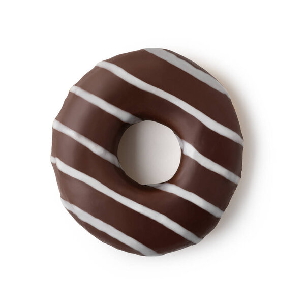 Donuts with colorful sprinkles isolated on white background. Top view.