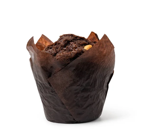 Muffin Chocolate Isolado Fundo Branco — Fotografia de Stock