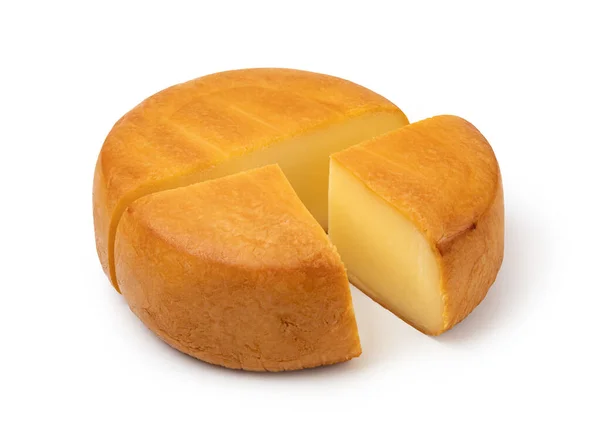 Tütsülenmiş Doğal Peynir Beyaz Arka Planda Izole — Stok fotoğraf
