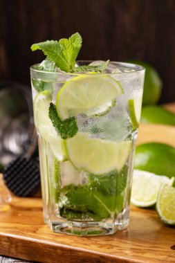 Taze mojito kokteyli, limon, nane ve buz.