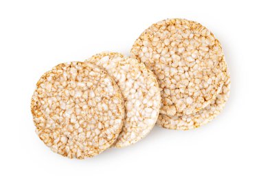 Pirinç kekleri beyaz arkaplanda izole edilmiş