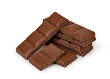 Kesme yolu ile beyaz arkaplanda izole çikolata