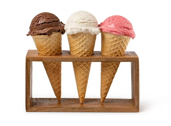 Helado Gofre Cono Aislado Sobre Fondo Blanco —  Fotos de Stock