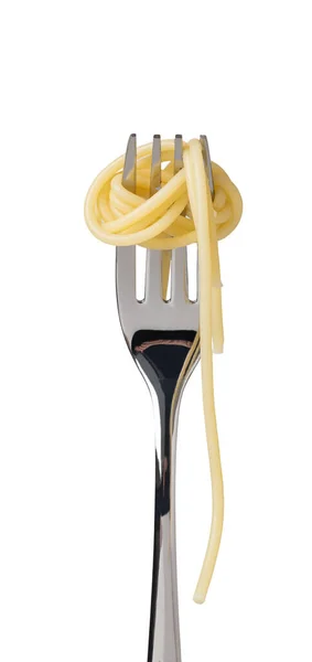 Spaghetti Sur Fourchette Isolé Sur Fond Blanc Avec Chemin Coupe — Photo