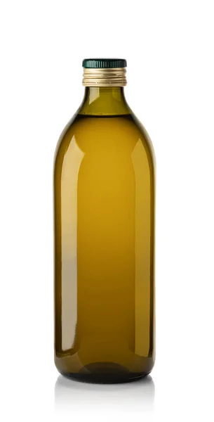 Olivolja Flaska Isolerad Vit Bakgrund Med Klippbana — Stockfoto