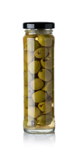 Olives Conservées Isolées Sur Fond Blanc Avec Chemin Coupe — Photo