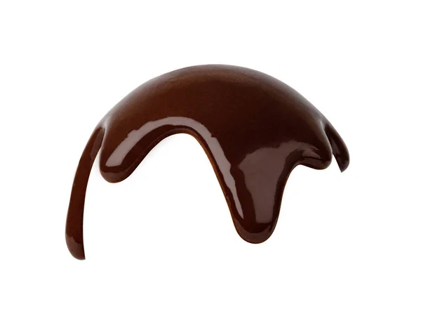 Chocolade Streams Geïsoleerd Witte Achtergrond Met Clipping Pad — Stockfoto
