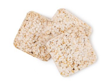 Pirinç kekleri beyaz arkaplanda izole edilmiş