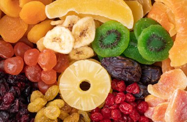 Çeşitli kurumuş meyve toplama arkaplanı.