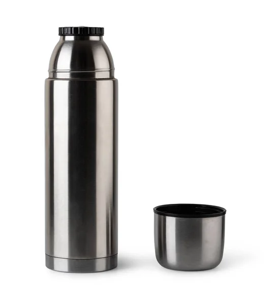 Metal Thermos Isolate White Background — Stock Photo, Image