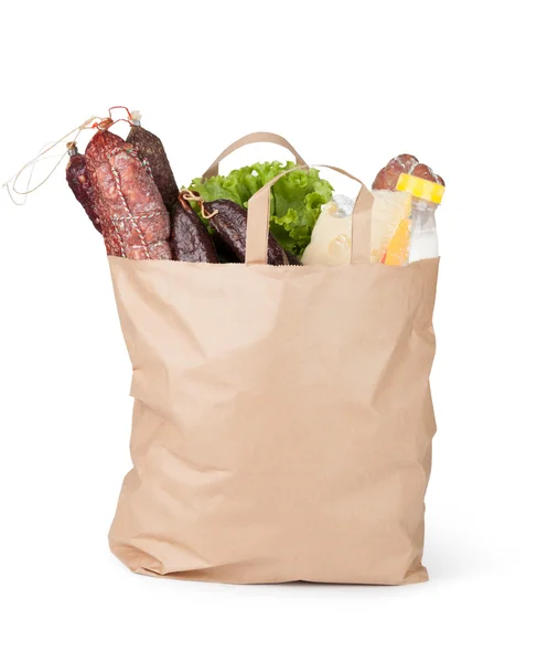 Paper bag with food — Stock Photo, Image