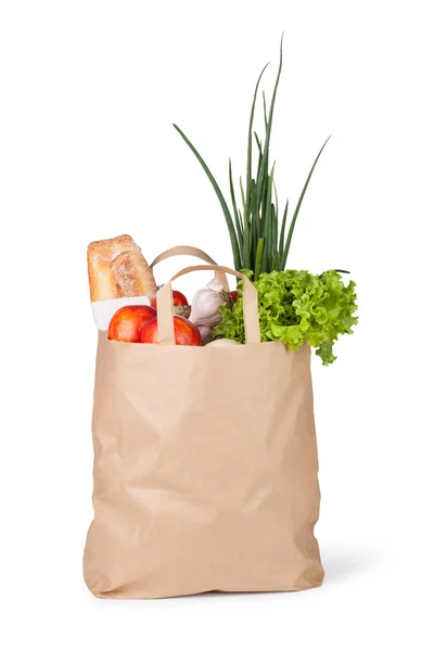 Papieren zak met voedsel — Stockfoto
