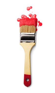 Kırmızı boyalı boya fırçası