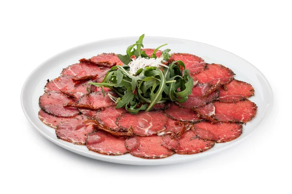Carpaccio 쇠고기의 화이트 접시 — 스톡 사진