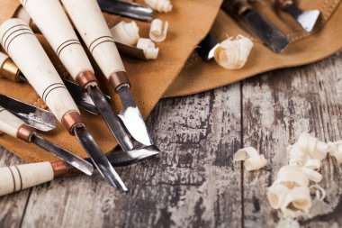 wood carving tools clipart