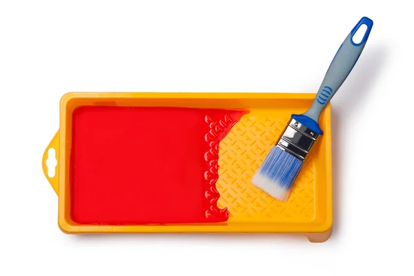 Paintbrush with red paint — Stock Photo, Image