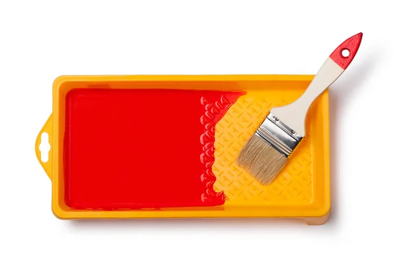 Paintbrush with red paint — Stock Photo, Image