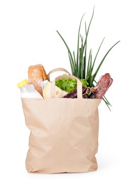 Paper bag with food clipart