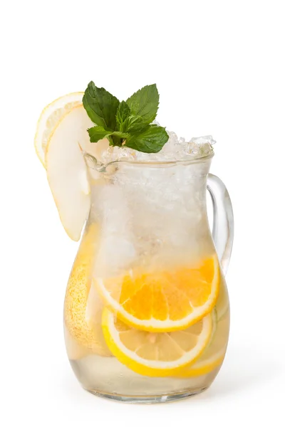 Glasses of fruit drinks with ice cubes — Stock Photo, Image