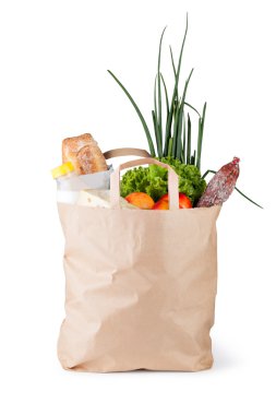 Paper bag with food clipart