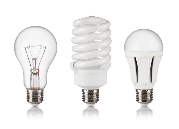 set of different light bulbs