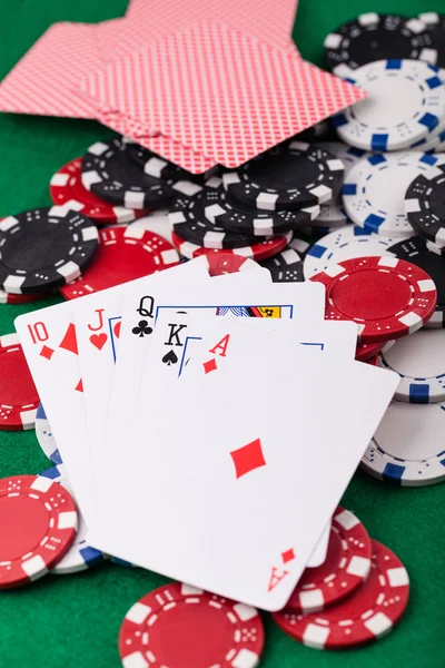 Poker chips. Close-up foto — Stockfoto