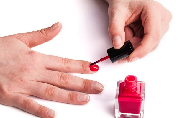Manicure tinta de unhas cor vermelha — Fotografia de Stock