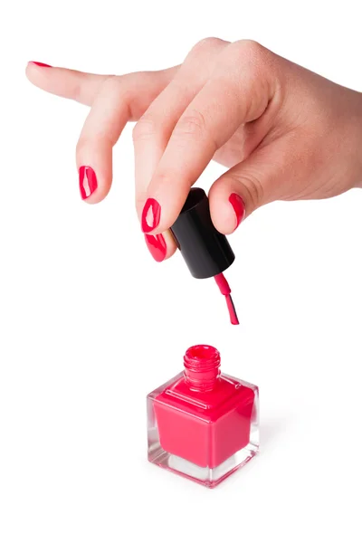 Maniküre Nagellack rote Farbe — Stockfoto