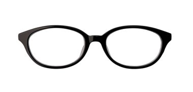 Beyaz arka planda oturan siyah çerçeveli gözlük, vizyon ve tarzı temsil ediyor