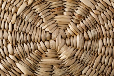 Dokuma doğal saman dokusu ayrıntılı dairesel bir arkaplan oluşturur