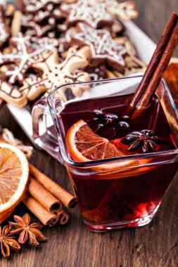 Mulled şarap. fotoğrafı kapatın