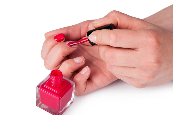 Manicure nagel verf rode kleur — Stockfoto