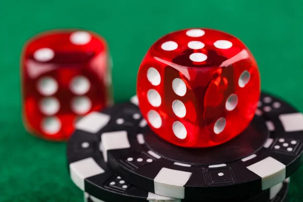 Red dice and chips — Stock Photo, Image