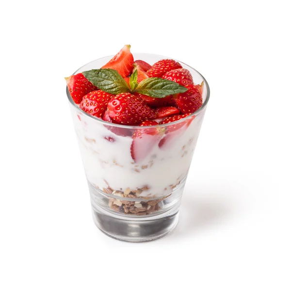 Yogurt with muesli and berries — Stock Photo, Image