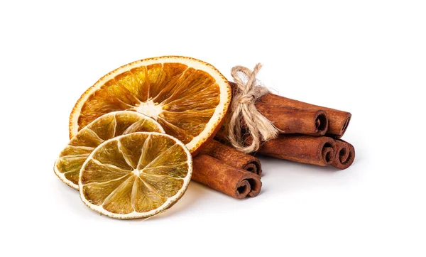 Dried oranges and cinnamon — Stock Photo, Image