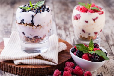 Yoğurtlu müsli ve çilek