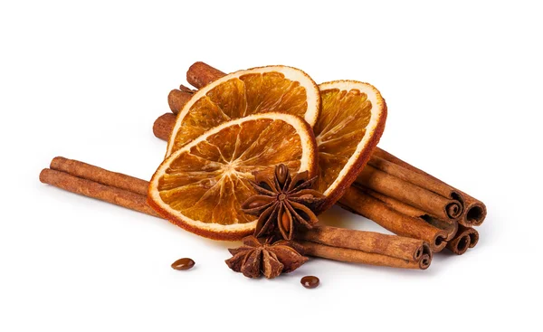 Dried oranges and cinnamon — Stock Photo, Image