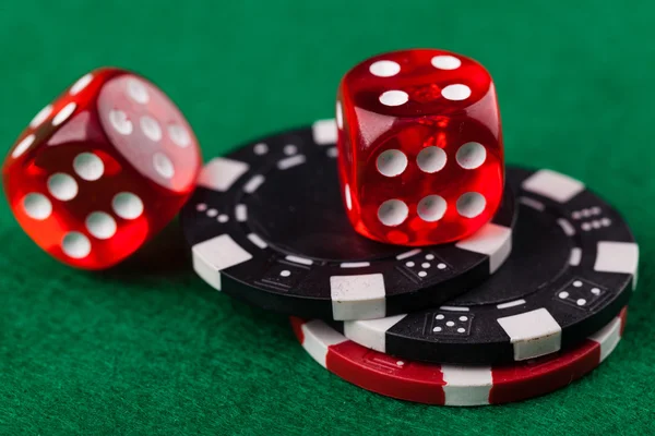 Red dice and chips — Stock Photo, Image