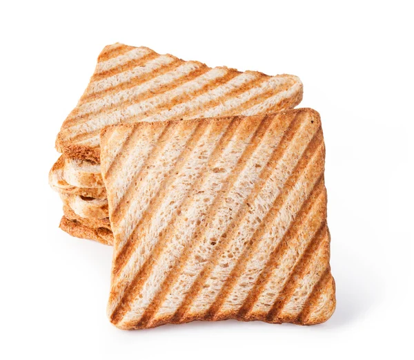 Geroosterd brood geïsoleerd op witte achtergrond — Stockfoto