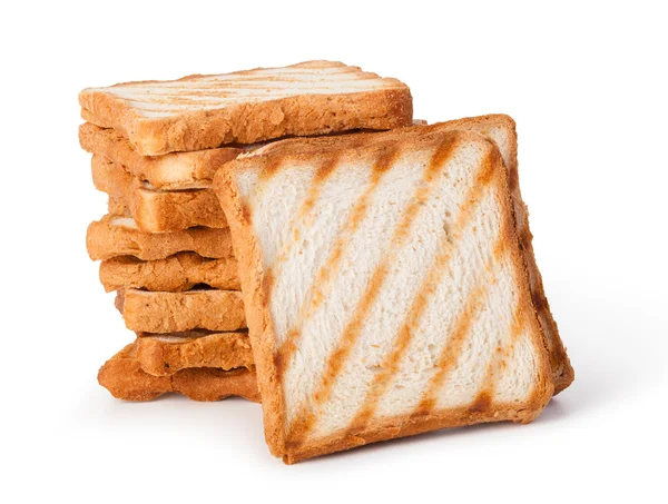 Φρυγανισμένο ψωμί που απομονώνονται σε λευκό φόντο — Φωτογραφία Αρχείου