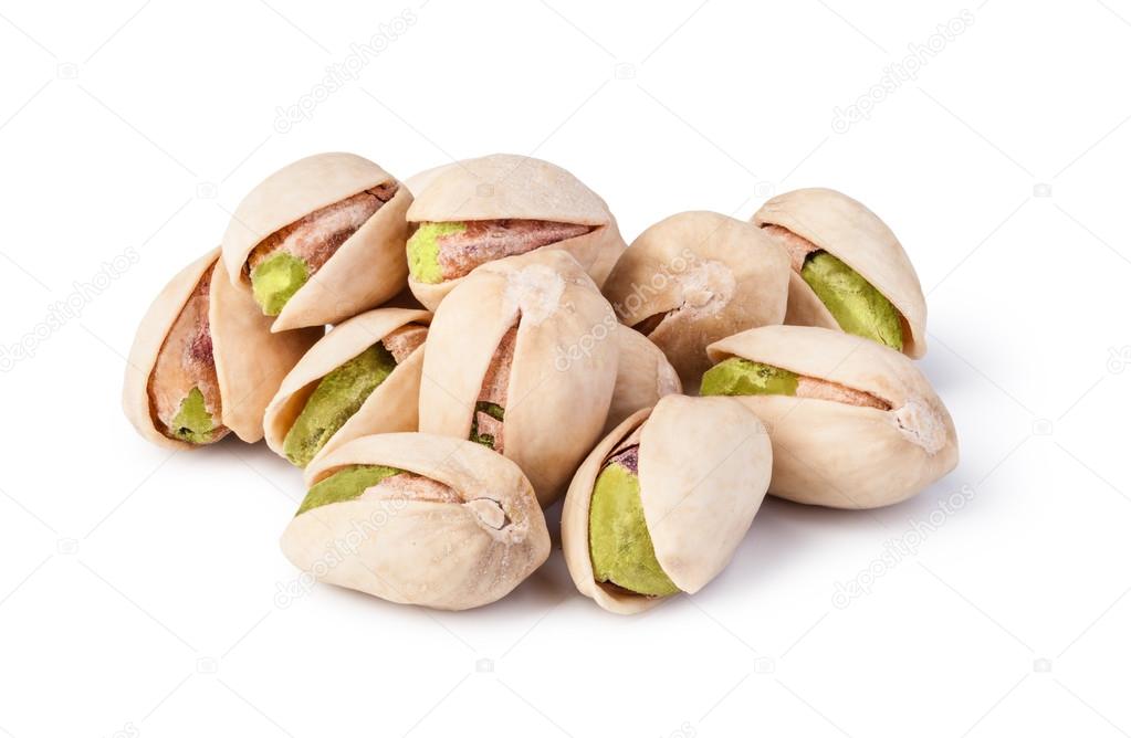 Pistachio nuts. Isolated on a white background.