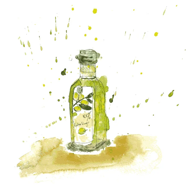 Huile d'olive aquarelle — Image vectorielle