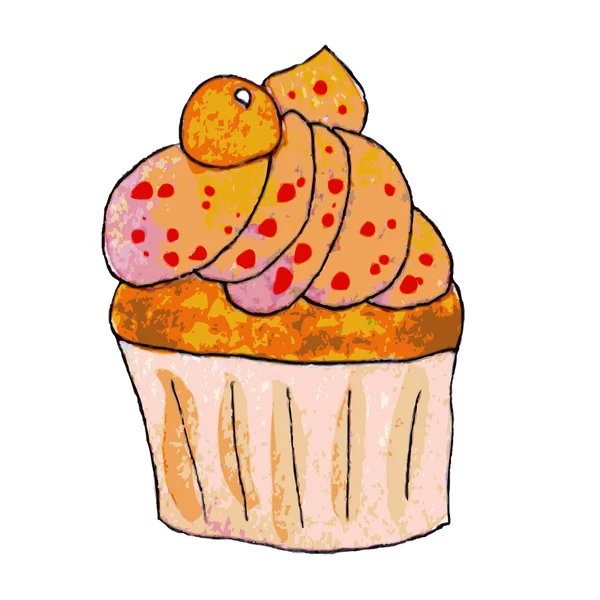 Aquarela cupcake laranja — Vetor de Stock