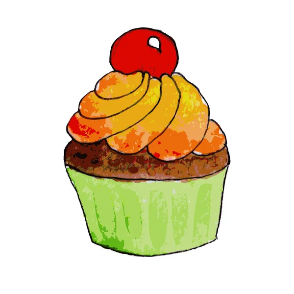 Cupcake aquarela — Vetor de Stock