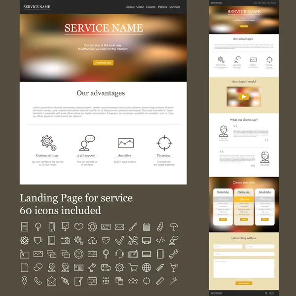 Site de uma página para serviço — Vetor de Stock