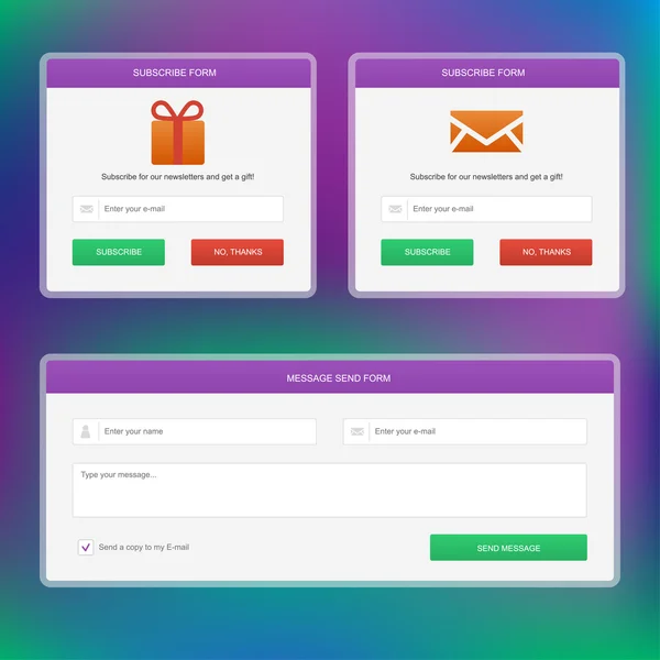 Формы подписки и веб-формы сообщений — стоковый вектор