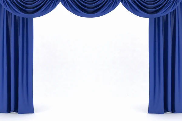 Blue silk stage curtain on theater — Stock Photo, Image