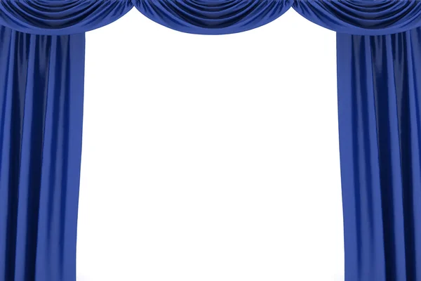 Blue silk stage curtain on theater — Stock Photo, Image