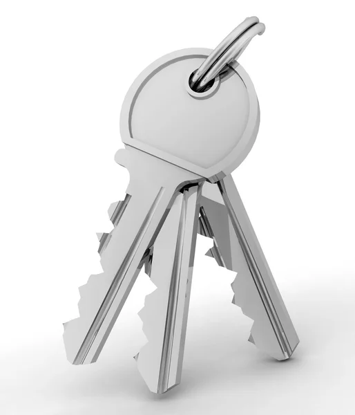 Bunch of  keys from house isolated on white — Stock Photo, Image