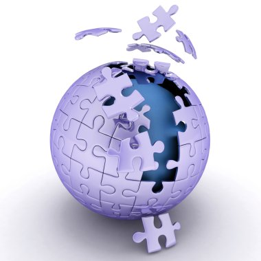 Küresel jigsaw. 3D render